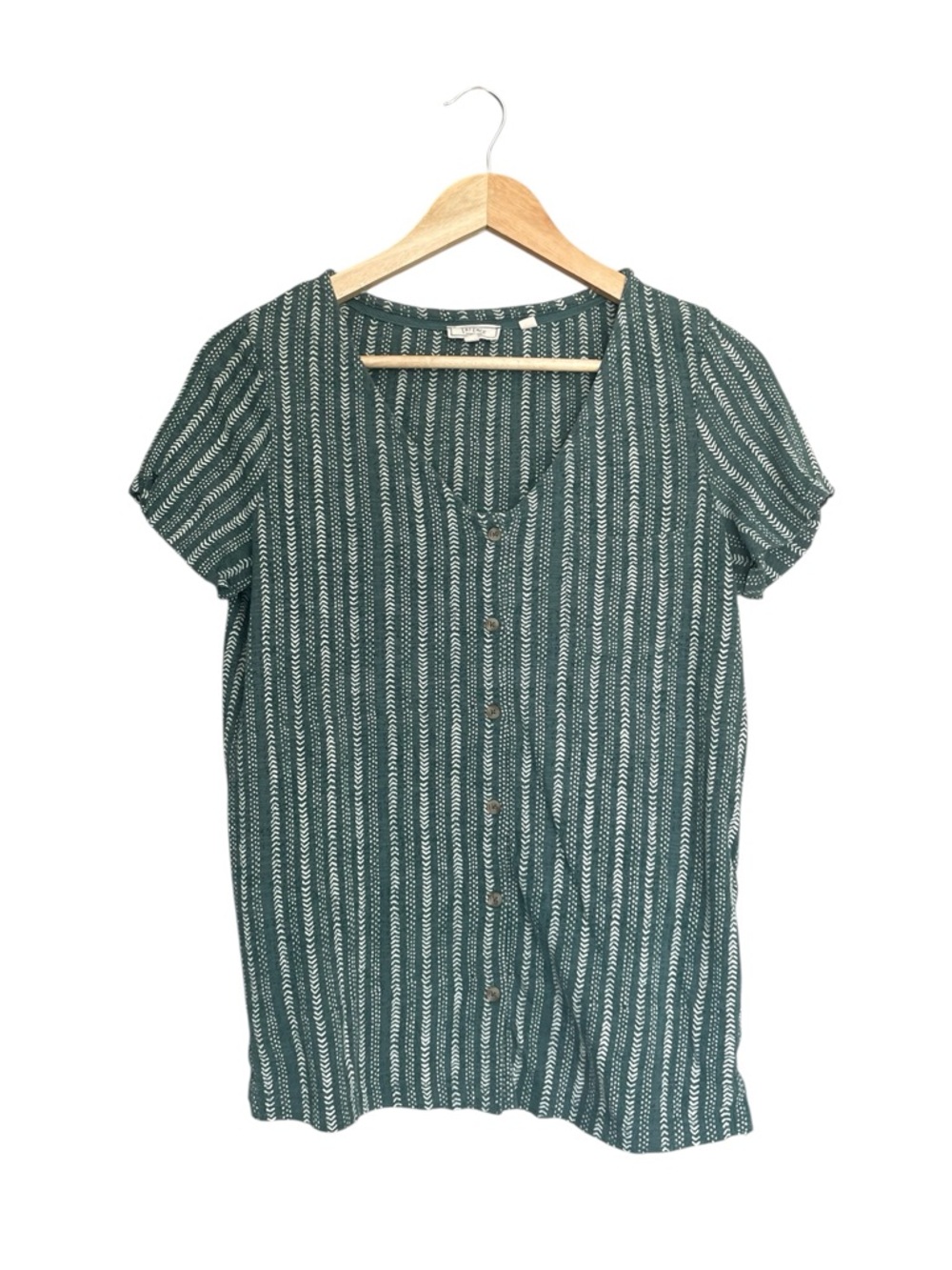 FatFace Green Striped Button-Front Top